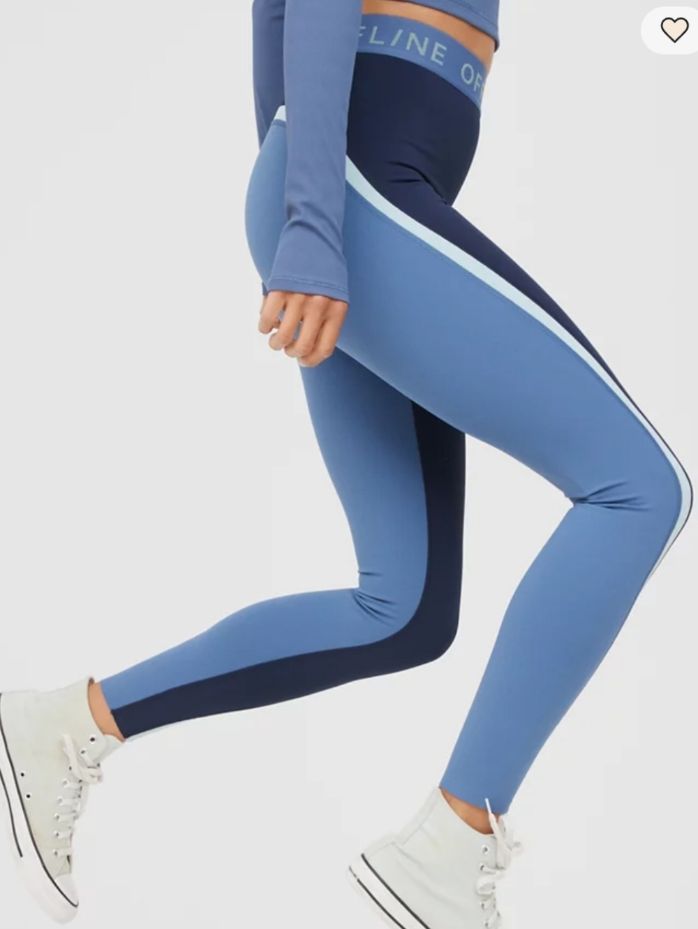 Aerie Offline Royal Navy Blue Goals Logo Waistband 7/8 Legging Women's Sz Small